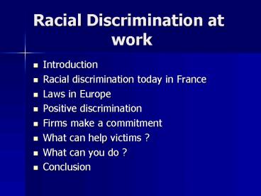 Racial Discrimination at work