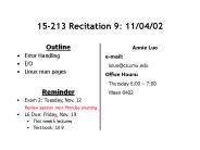 15213 Recitation 9: 110402