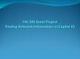 FIN 300 Bond Project Finding Relevant Information in Capital IQ PowerPoint PPT Presentation