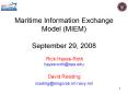 Maritime Information Exchange Model MIEM September 29, 2008 Rick HayesRoth hayesrothnps'edu David Re PowerPoint PPT Presentation