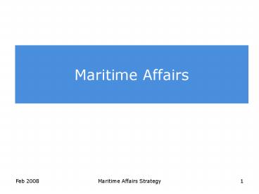 Maritime Affairs