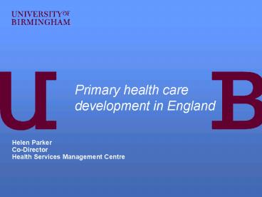 Primary health care development in England