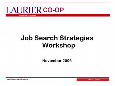 Job Search Strategies Workshop