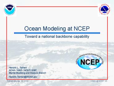 Ocean Modeling at NCEP