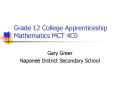 Grade 12 College Apprenticeship Mathematics MCT 4C0 PowerPoint PPT Presentation