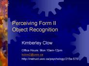 Perceiving Form II Object Recognition