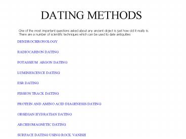 DATING METHODS