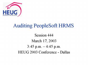 Auditing PeopleSoft HRMS