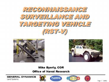 RECONNAISSANCE SURVEILLANCE AND TARGETING VEHICLE (RST-V)