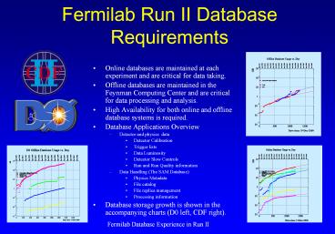 Fermilab Run II Database Requirements