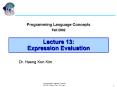 Lecture 13: Expression Evaluation PowerPoint PPT Presentation