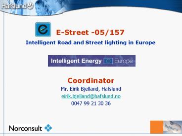EStreet 05157 Intelligent Road and Street lighting in Europe