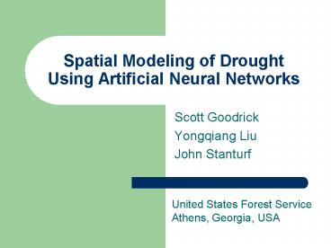 Spatial Modeling of Drought Using Artificial Neural Networks