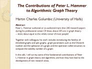 The Contributions of Peter L. Hammer to Algorithmic Graph Theory