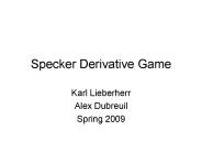Specker Derivative Game