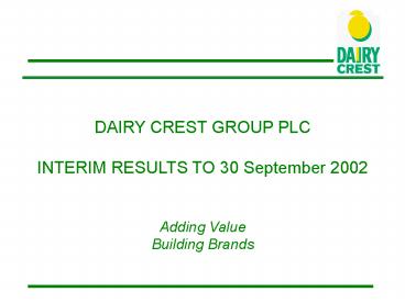 DAIRY CREST GROUP PLC