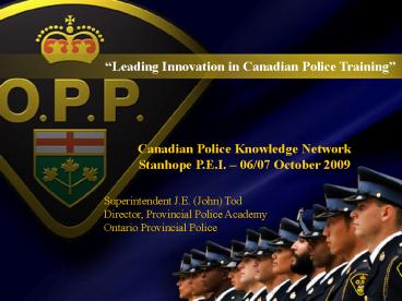 Leading Innovation in Canadian Police Training