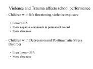 Violence and Trauma affects school performance