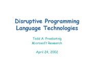 Disruptive Programming Language Technologies