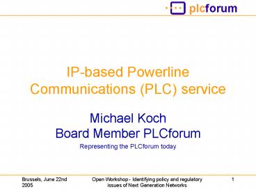 IPbased Powerline Communications PLC service