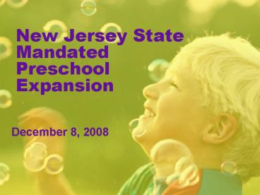 New Jersey State Mandated Preschool Expansion