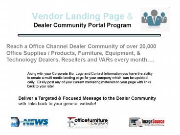 Vendor Landing Page