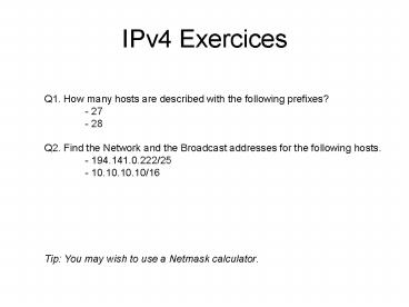 IPv4 Exercices