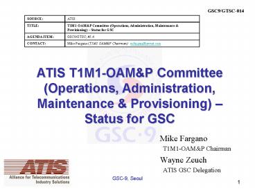 ATIS T1M1-OAM