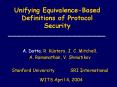 Unifying Equivalence-Based Definitions of Protocol Security PowerPoint PPT Presentation