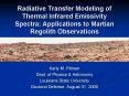 Radiative Transfer Modeling of Thermal Infrared Emissivity Spectra: Applications to Martian Regolith PowerPoint PPT Presentation