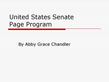 United States Senate Page Program