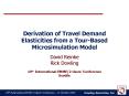 Derivation of Travel Demand Elasticities from a TourBased Microsimulation Model PowerPoint PPT Presentation