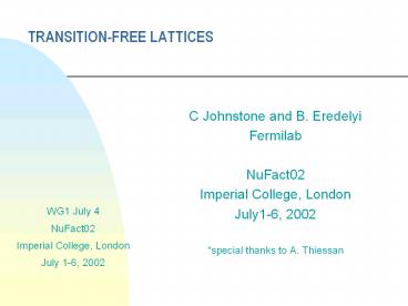 TRANSITION-FREE LATTICES
