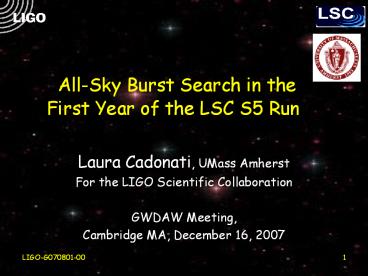 All-Sky Burst Search in the First Year of the LSC S5 Run