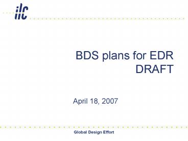 BDS plans for EDR DRAFT