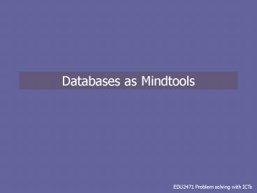 Databases as Mindtools