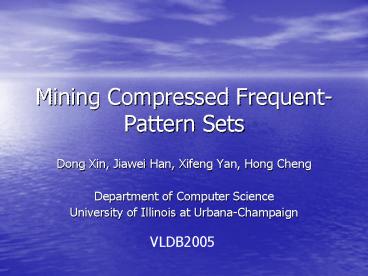 Mining Compressed FrequentPattern Sets