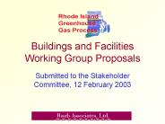 Buildings and Facilities Working Group Proposals
