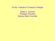 On the Analysis of Crossover Designs
