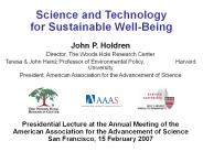 Science and Technology       for Sustainable Well-Being