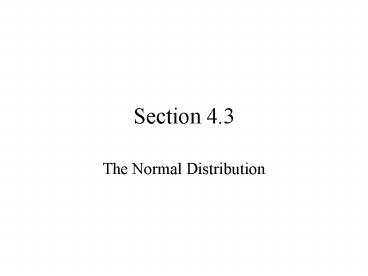 The Normal Distribution