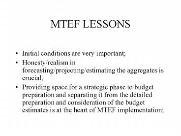 MTEF LESSONS