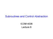 Subroutines and Control Abstraction