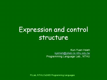 Expression and control structure