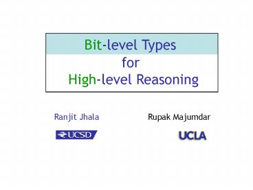 Ranjit Jhala Rupak Majumdar