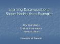 Learning Decompositional Shape Models from Examples PowerPoint PPT Presentation