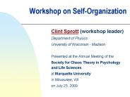 Workshop on Self-Organization