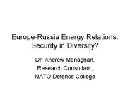 Europe-Russia Energy Relations: Security in Diversity?