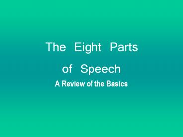 The Eight Parts of Speech