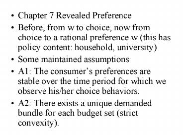 Chapter 7 Revealed Preference